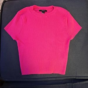 Forever 21 Womens Pink Fitted, Ribbed Shirt, Size L